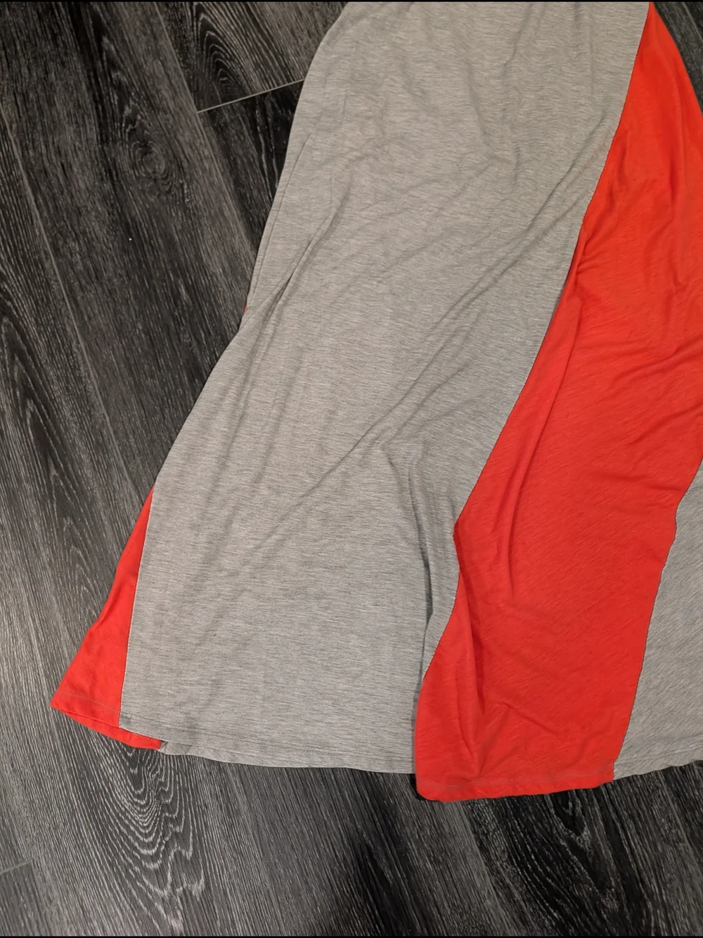 Grey and Red Colorblock Maxi Skirt